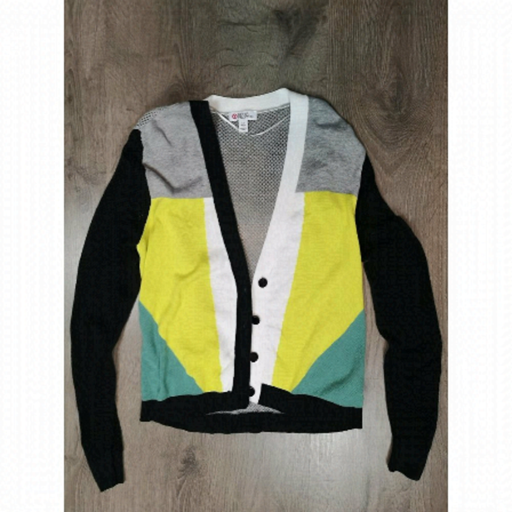 00s Vintage Color Blocked Mesh Cardigan